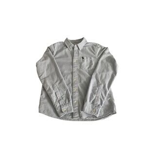 Abercrombie & Fitch Button Up Shirt Mens‎ XXL Blue White Striped Muscle Fit